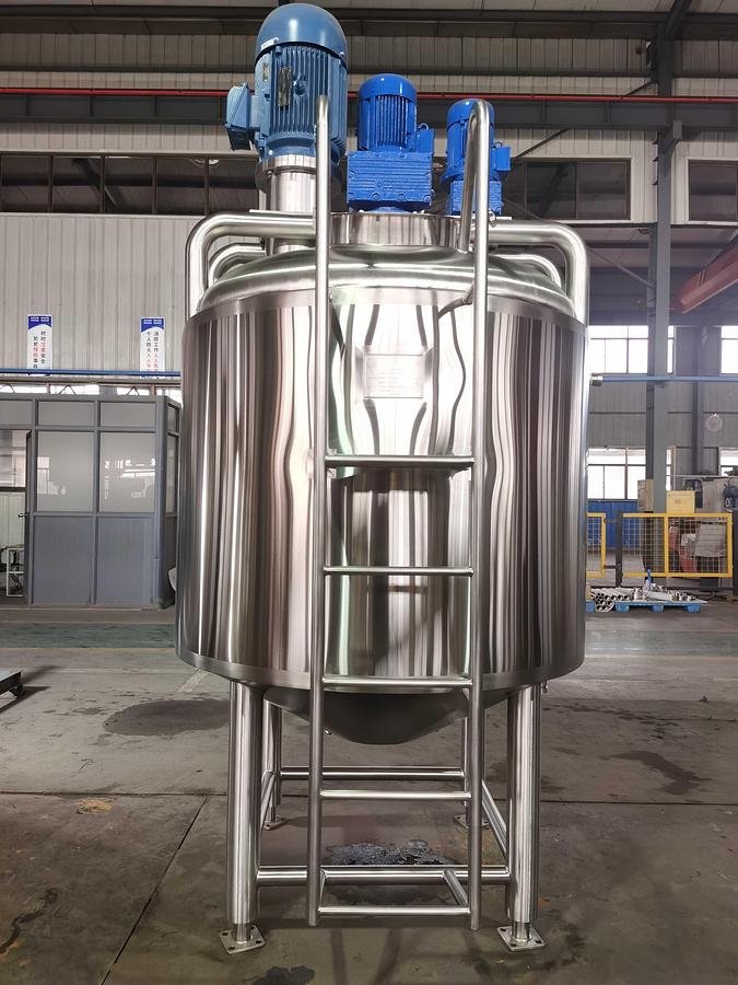 New 500 Gal Steam Jacketed SS Cone Bottom Mixing Kettle: Triple Agitation, High Shear Disperser, Scraper & Paddle