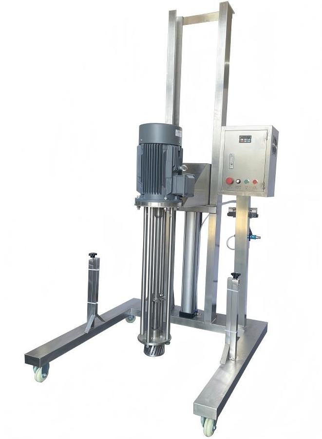 Pneumatic lift homogenizer with 100L mobile open-top tank