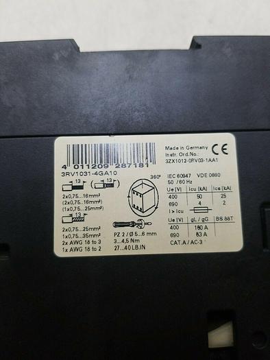 Used Siemens 3RV1031-4GA10 Manual Starter