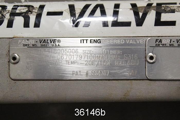 Used Fabri 10" Hand Operated Knife Gate Valve, FV-C6701797100 #36146