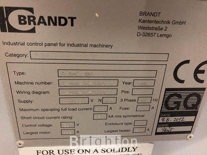 Used 2012 Brandt Ambition 1110 (KDF110) used edgebander with pre-milling