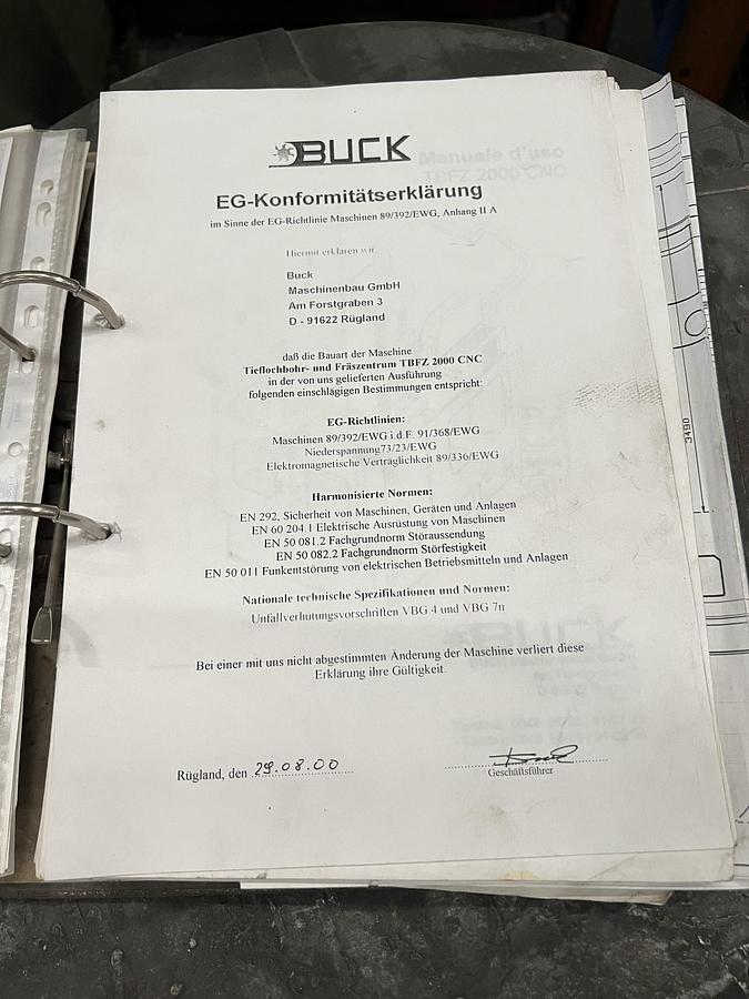 Usato FORATRICE PROFONDA BUCK TBFZ 2000 CNC