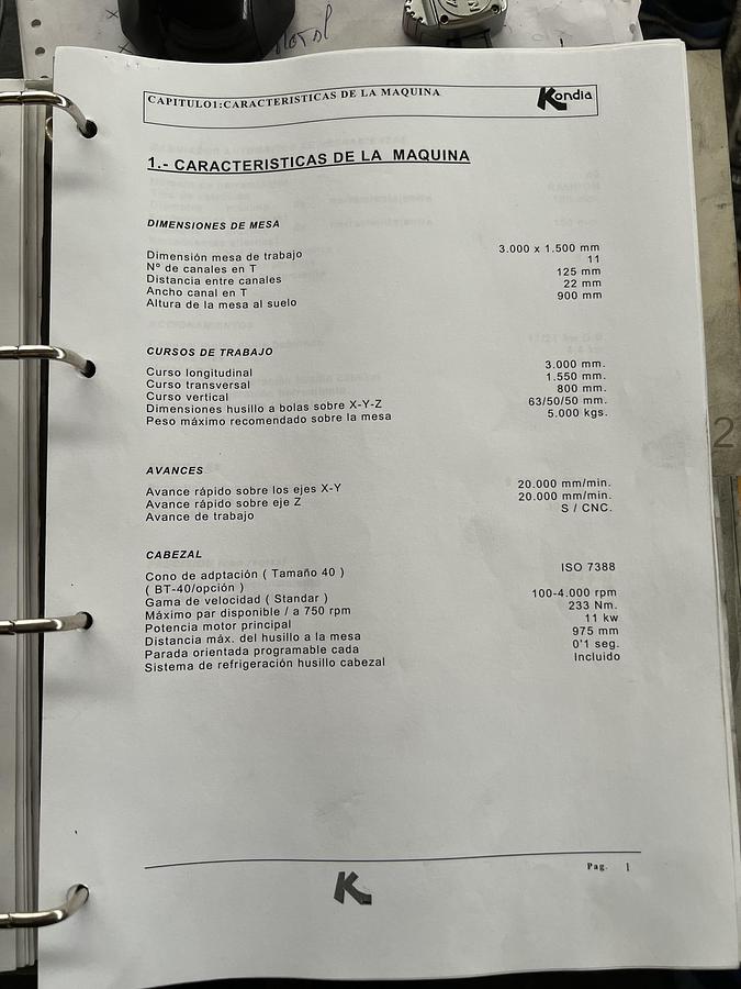 Usato FRESATRICE A PORTALE  KONDIA HM315