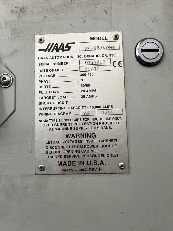 Usato CENTRO DI LAVORO VERTICALE HAAS VF 6B 40HE