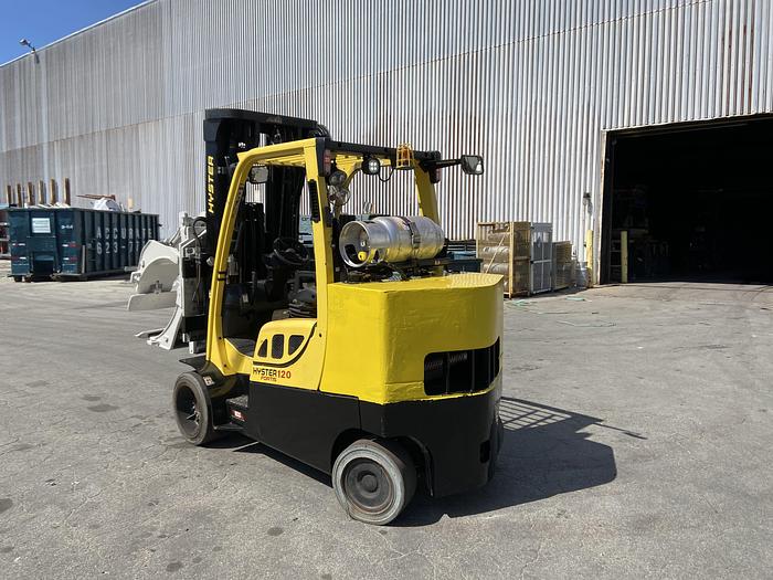 Used 12,000 POUND HYSTER MODEL S120FTPRS PAPER ROLL CLAMP TRUCK 60" CLAMP MFG. 2014