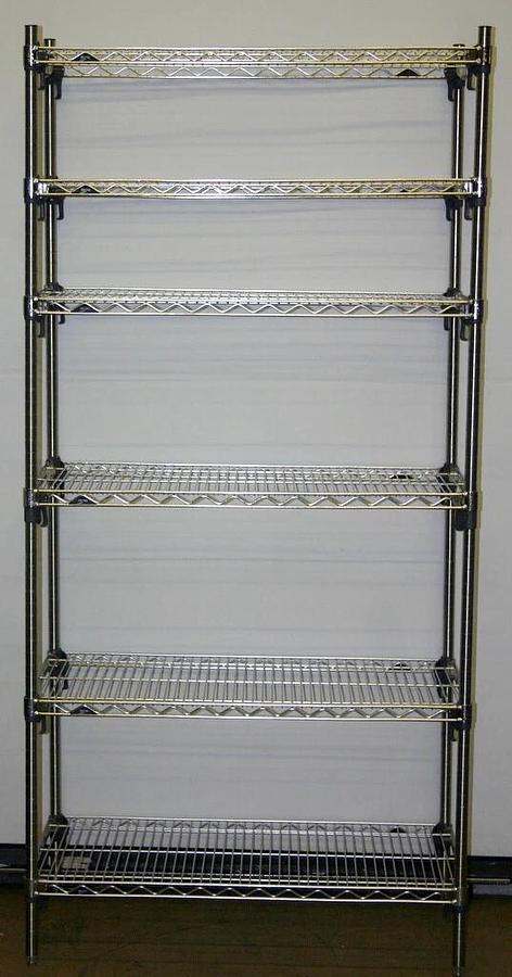 METRO SUPER ADJUSTABLE ERECTA 6 SHELF STAINLESS SHELVING RACK, 36"L x 18"W x 74H