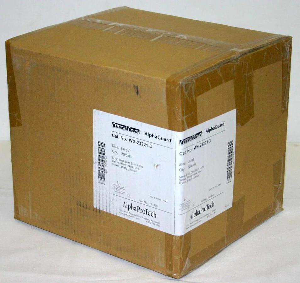 ALPHA PRO TECH CRITICAL COVER SCRUB SHIRTS, DARK BLUE, LONG SLEEVE, ASST. SIZES