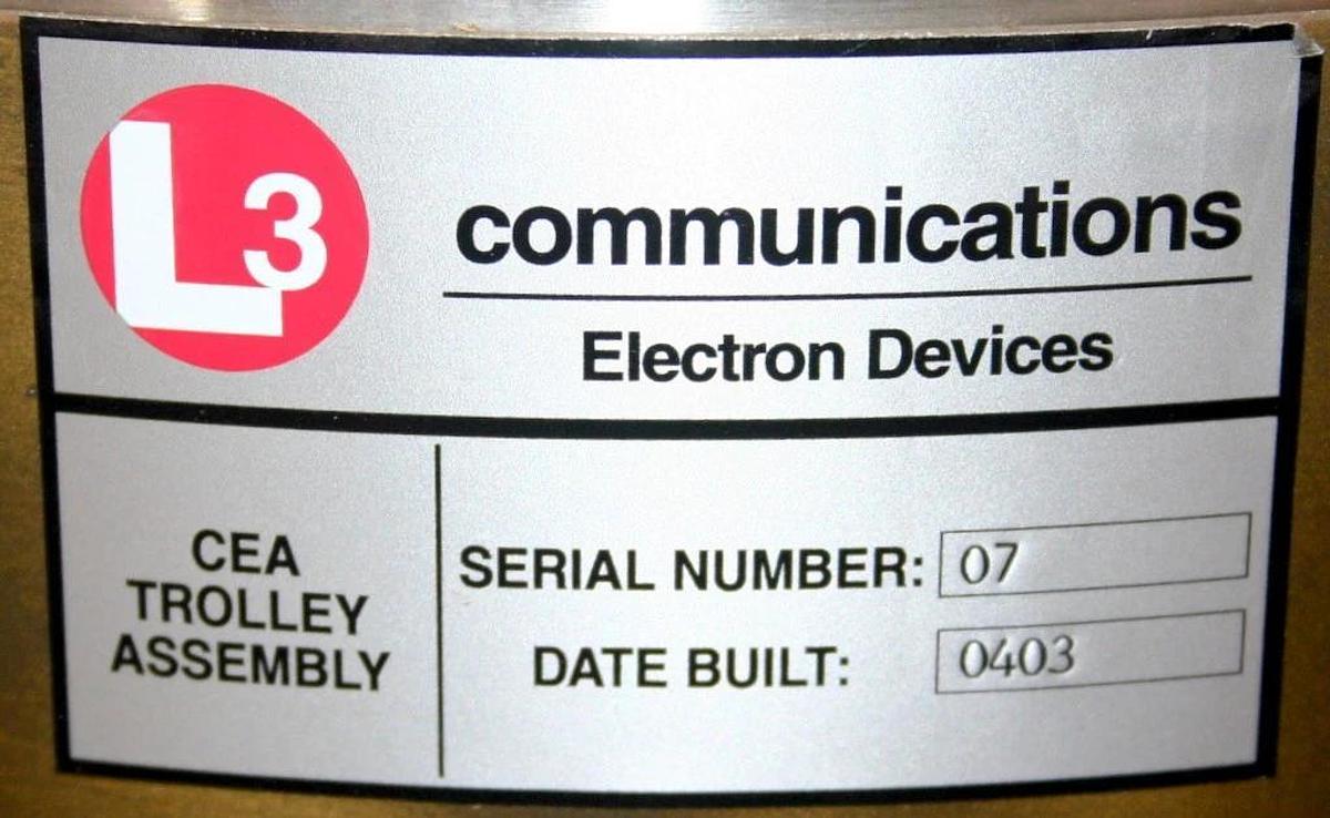Used L3 COMMUNICATIONS IOT INDUCTIVE OUTPUT TUBE TROLLEY ASSEMBLY