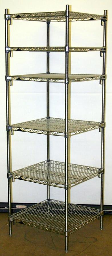 METRO SUPER ADJUSTABLE ERECTA 6 SHELF STAINLESS SHELVING RACK, 24"L x 24"W x 74H