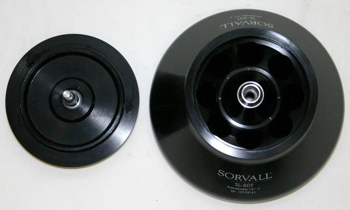 Used SORVALL SUPER-LITE FIXED ANGLE ROTOR, MODEL SL-50T, 8 x 50 ML, 18,500 MAX RPM