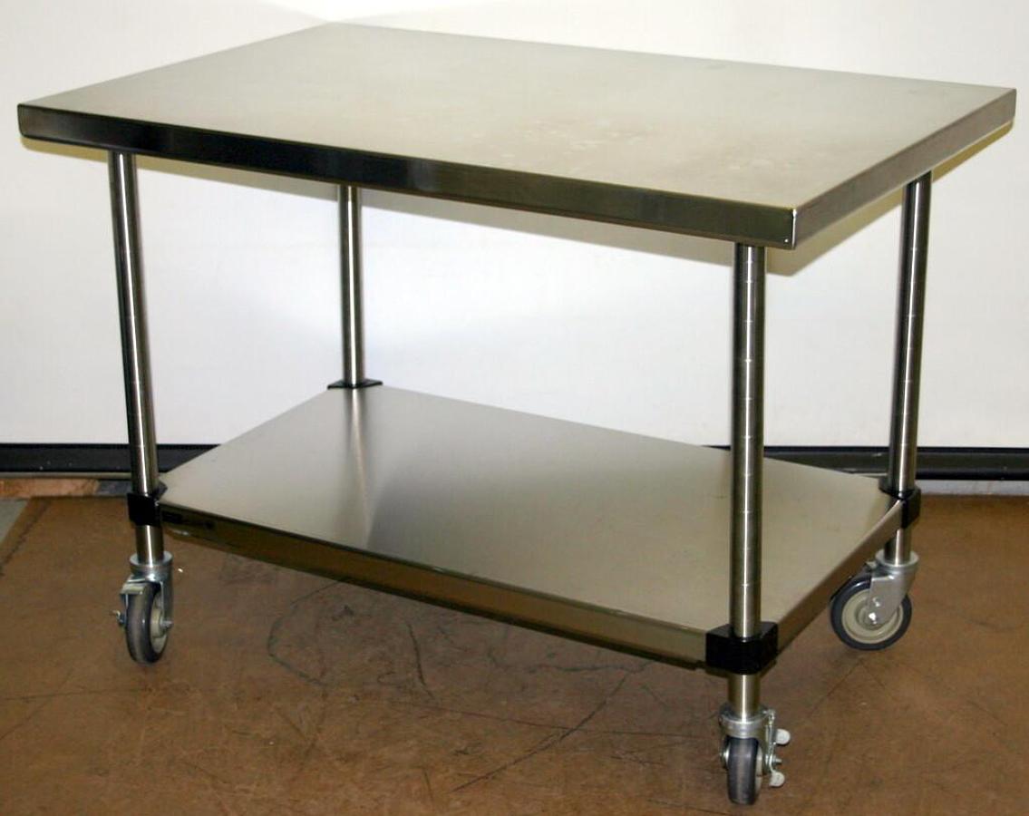 Used METRO HD SUPER STAINLESS STEEL MOBILE WORKTABLE, MODEL MWT305FS, 48"LX30"WX34"H