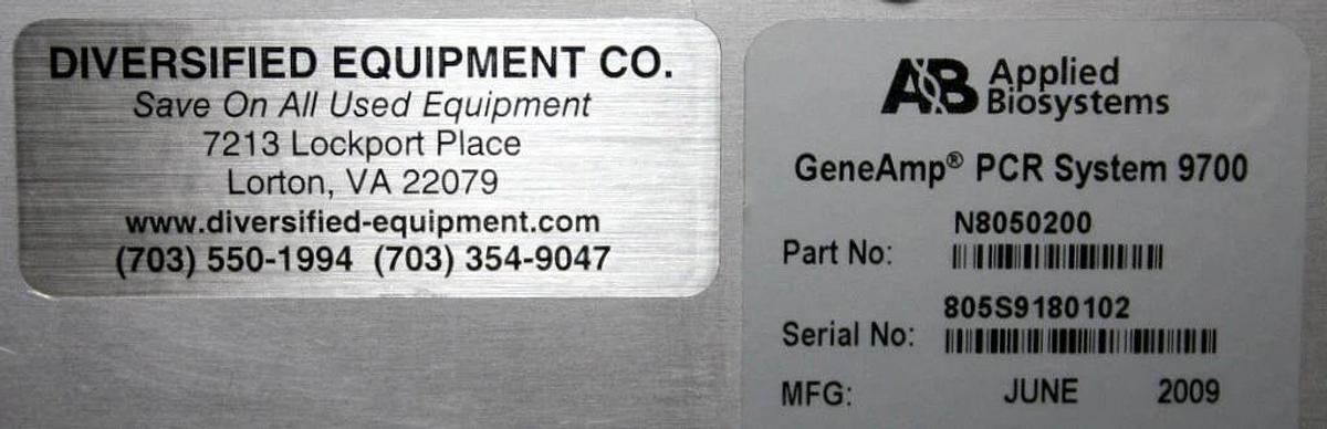 Used APPLIED BIOSYSTEMS ABI GENEAMP PCR SYSTEM 9700 WITH DUAL 96 WELL ALUM BLOCK