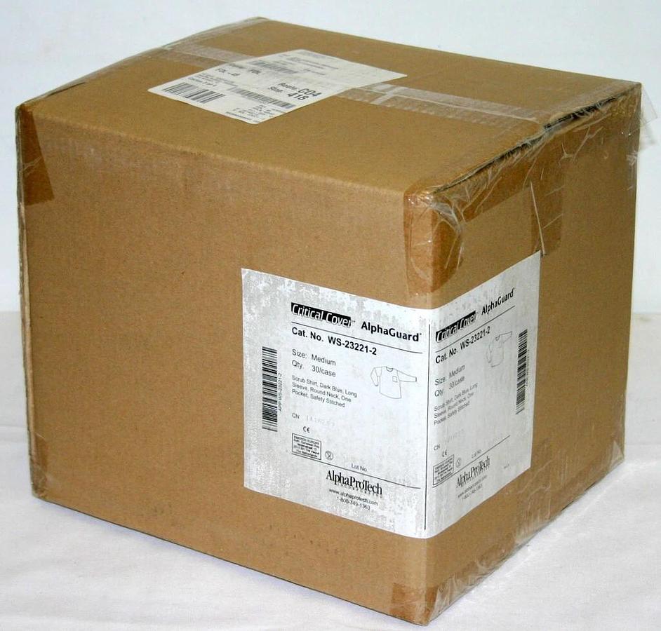 ALPHA PRO TECH CRITICAL COVER SCRUB SHIRTS, DARK BLUE, LONG SLEEVE, ASST. SIZES