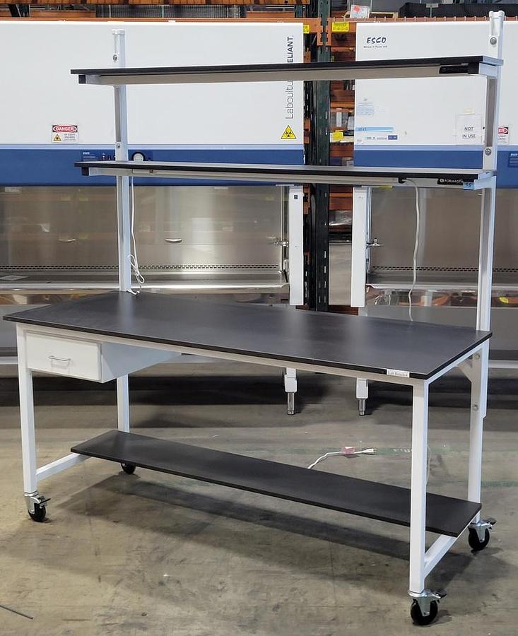 Used FORMASPACE LABORATORY WORKSTATION TABLE WITH TWO SHELVES & 3/4 INCH TOP