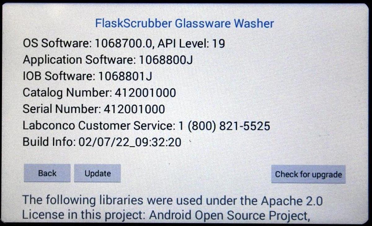 LABCONCO FREESTANDING FLASKSCRUBBER GLASSWARE WASHER, MODEL 412001000, 115 VOLTS