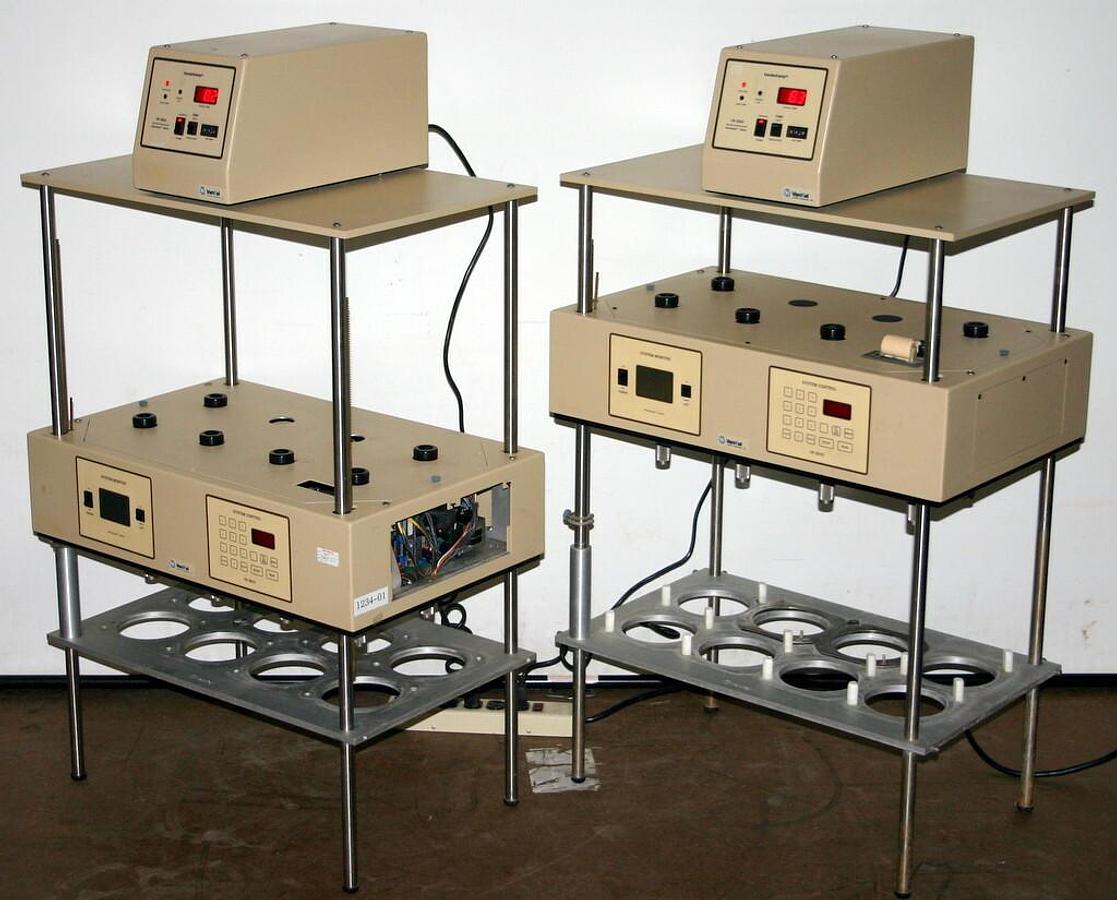 Used VANKEL DISSOLUTION TESTING STATIONS, MODEL VK6010-8 WITH VK650A CIRCULATOR