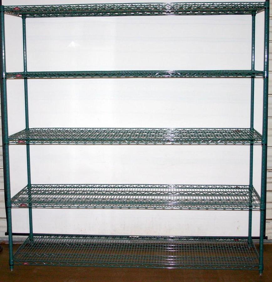 Refurbished METRO SUPER ERECTA 5 SHELF GREEN ANTIMICROBIAL SHELVING RACKS RACKING