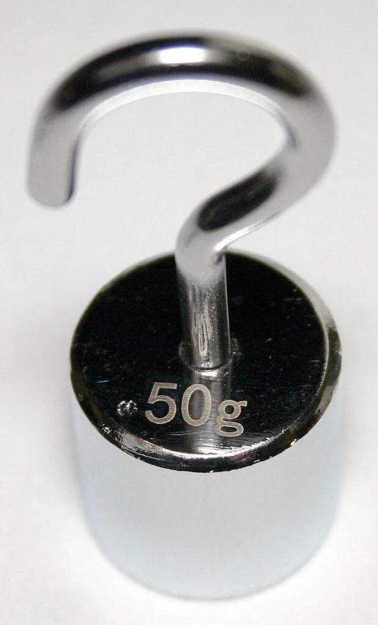 Used PHYSICS WEIGHT SET WITH HOOKS (50G, 100G, (2) 250G & 500G) 10 SETS NEW