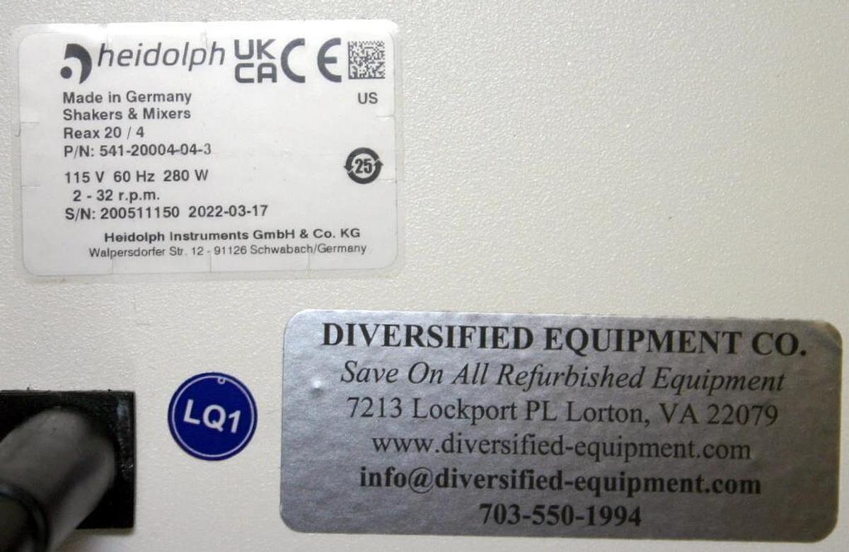 HEIDOLPH FOUR BOTTLE OVERHEAD SHAKER HEI-MIX REAX 20 / 4, P/N 541-20004-04-3