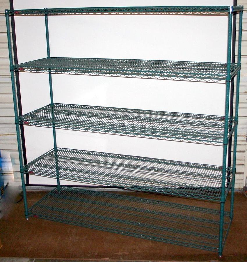 Refurbished METRO SUPER ERECTA 5 SHELF GREEN ANTIMICROBIAL SHELVING RACKS RACKING