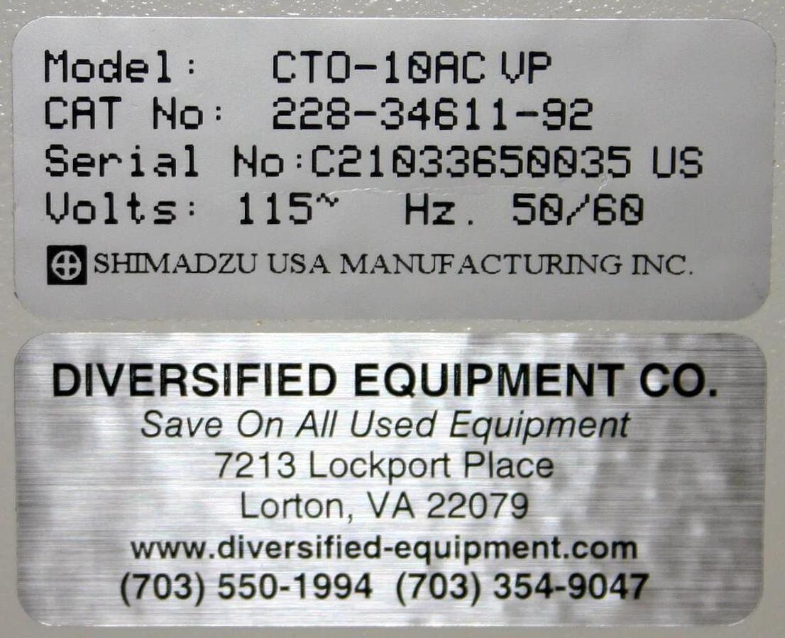 Used SHIMADZU COLUMN OVEN, MODEL CTO-10AC VP WITH SUBCONTROLLER VP