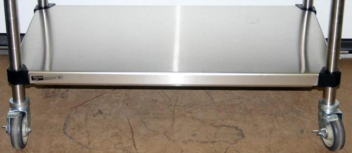 Used METRO HD SUPER STAINLESS STEEL MOBILE WORKTABLE, MODEL MWT305FS, 48"LX30"WX34"H