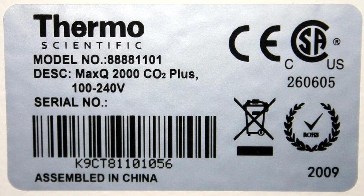 THERMO SCIENTIFIC MAXQ 2000 CO2 PLUS DIGITAL SHAKER, MODEL 88881101