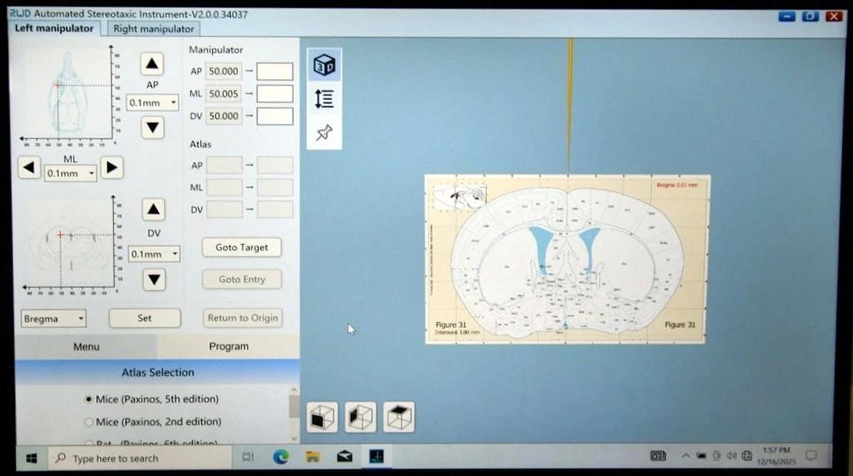 RWD AUTOMATED MOTORIZED STEREOTAXIC INSTRUMENT, MODEL 71001-S, INJECTOR & LAPTOP