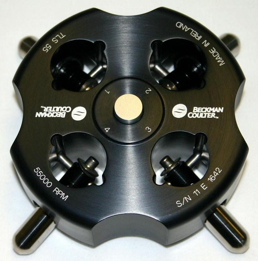 BECKMAN COULTER ULTRACENTRIFUGE SWINGING BUCKET ROTOR, MODEL TLS-55, 4 x 2.2 ML