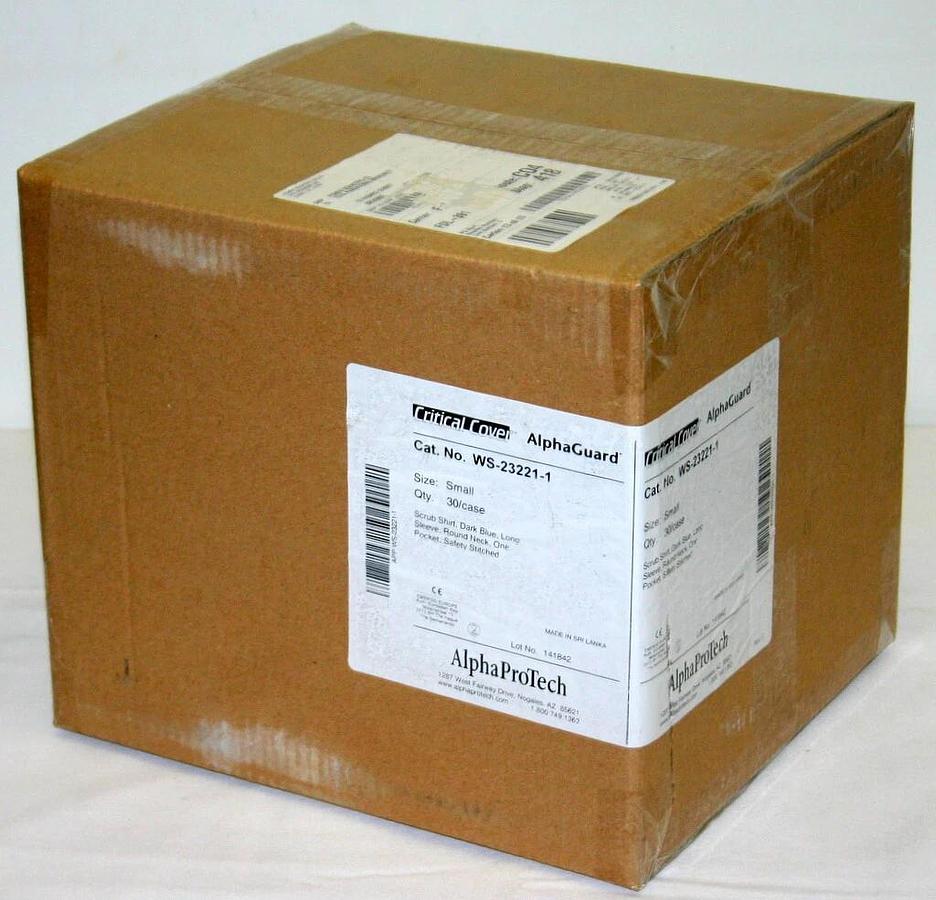 ALPHA PRO TECH CRITICAL COVER SCRUB SHIRTS, DARK BLUE, LONG SLEEVE, ASST. SIZES