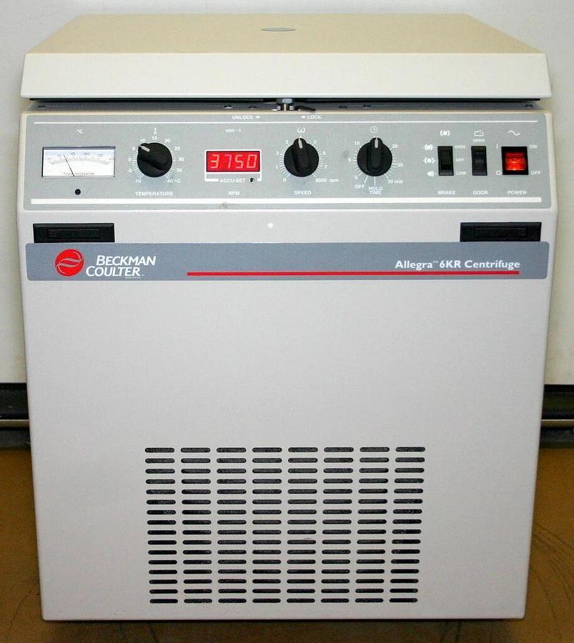 Used BECKMAN COULTER CENTRIFUGE, MODEL ALLEGRA 6KR WITH GH-3.8 ROTOR AND BUCKETS