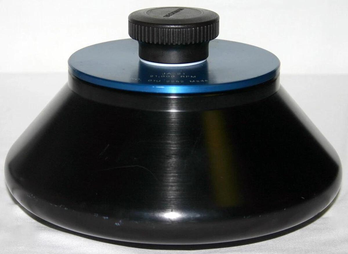 Used BECKMAN FIXED ANGLE ROTOR, MODEL JA-21, CATALOG 334845, 18 x 10 mL, 21,000 RPM