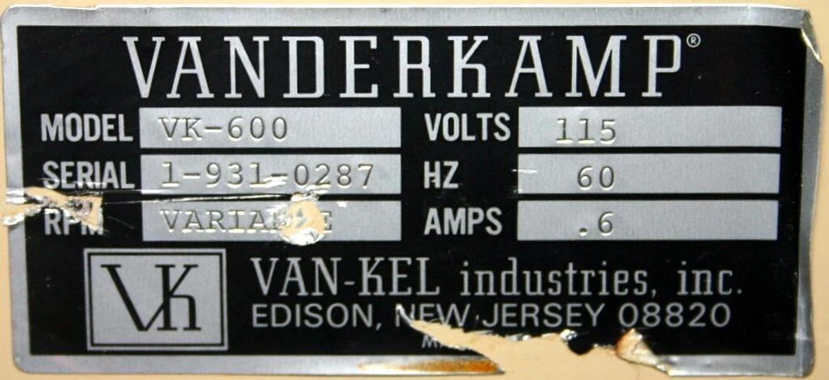 Used VANDERKAMP VANKEL 6 SPINDLE DISSOLUTION TESTING STATION, MODEL VK-600