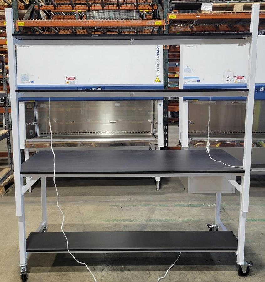 Used FORMASPACE LABORATORY WORKSTATION TABLE WITH TWO SHELVES & 3/4 INCH TOP