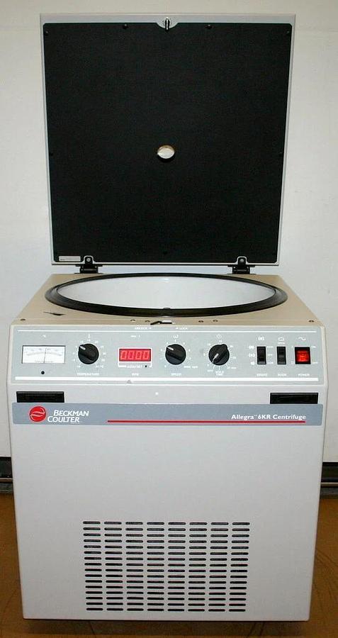 Used BECKMAN COULTER CENTRIFUGE, MODEL ALLEGRA 6KR WITH GH-3.8 ROTOR AND BUCKETS