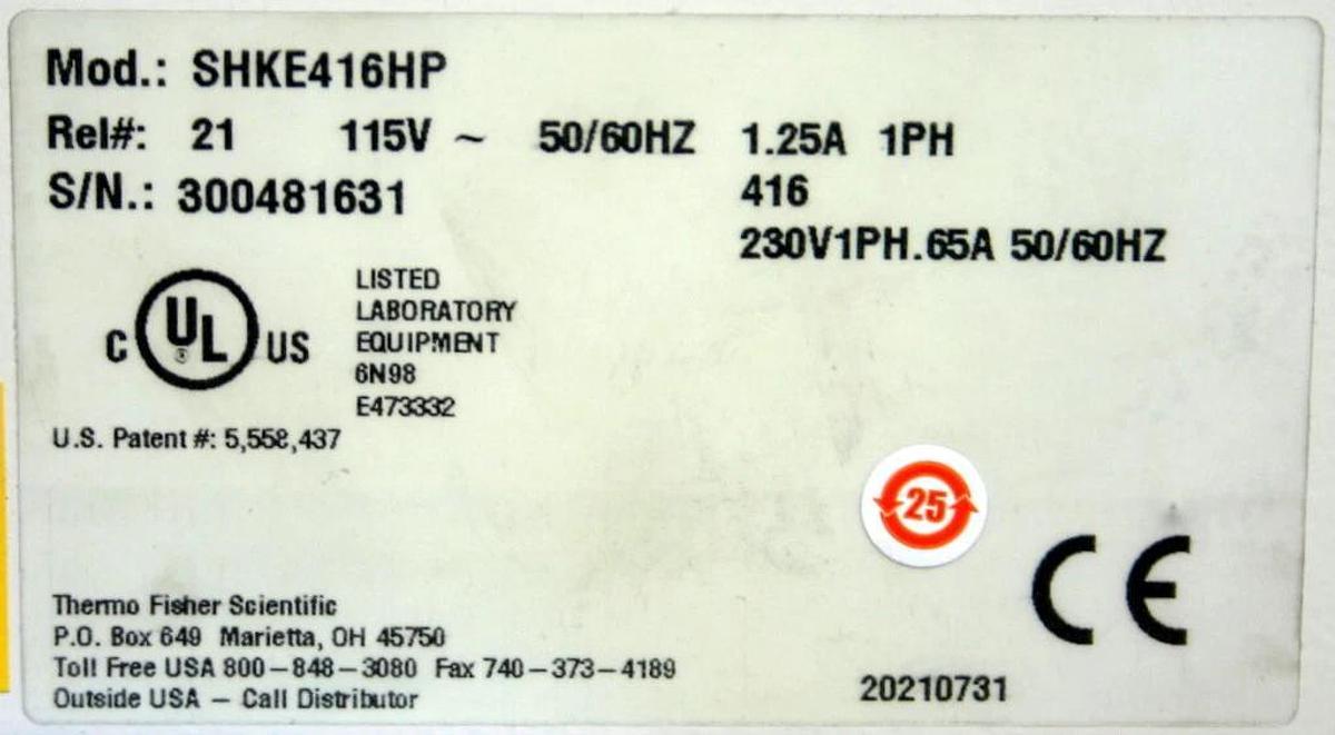 THERMO SCIENTIFIC MAXQ 416 HP CO2 RESISTANT DIGITAL SHAKER, MODEL SHKE416HP