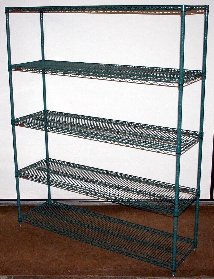Refurbished METRO SUPER ERECTA 5 SHELF GREEN ANTIMICROBIAL SHELVING RACKS RACKING 1860-56NK3