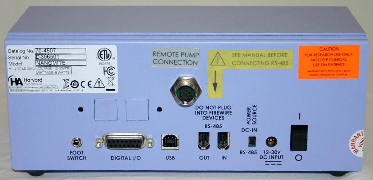 HARVARD PUMP 11 ELITE NANOMITE PROGRAMMABLE WITHDRAWAL INFUSION PUMP