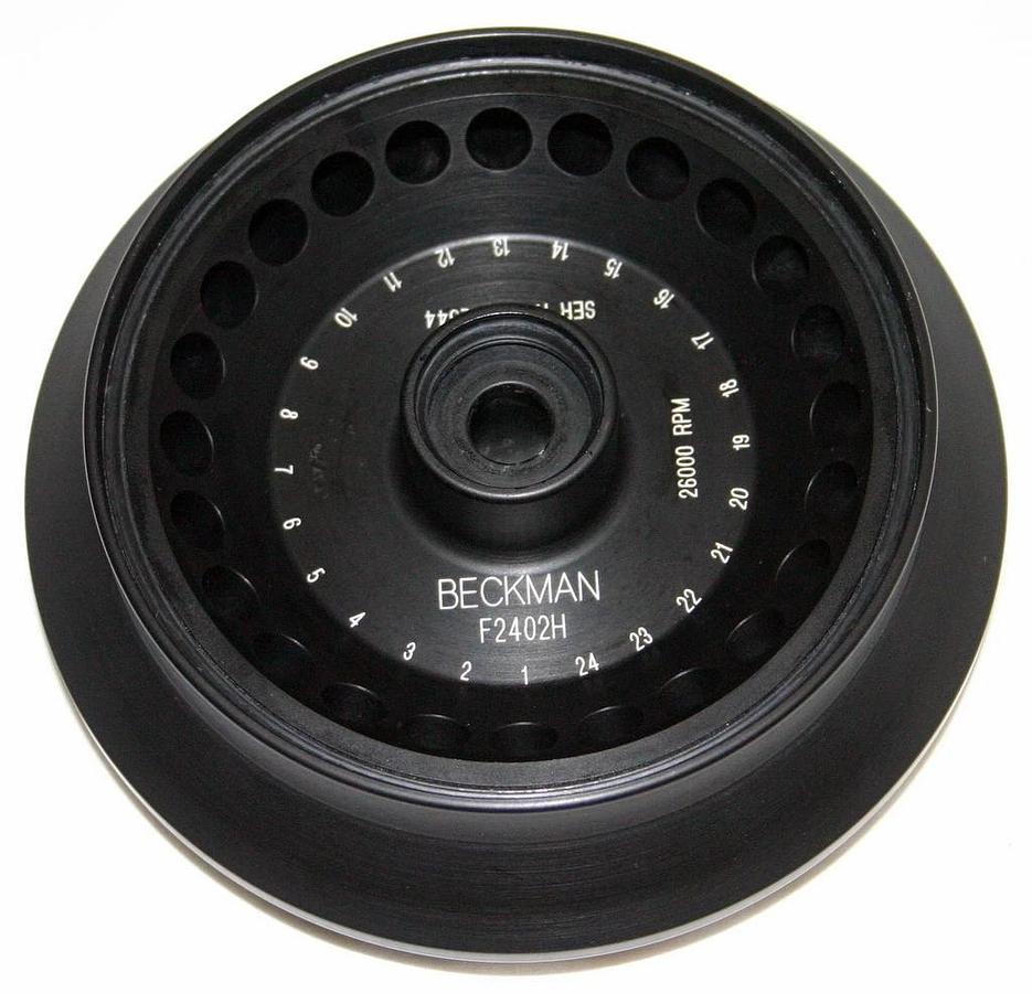 Used BECKMAN FIXED ANGLE ROTOR, 24 X 2.0ML, MODEL F2402H, 26000 MAX RPM