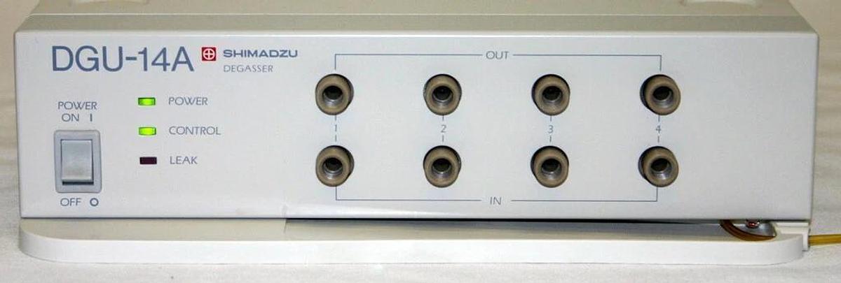 Used SHIMADZU DEGASSER, MODEL DGU-14A