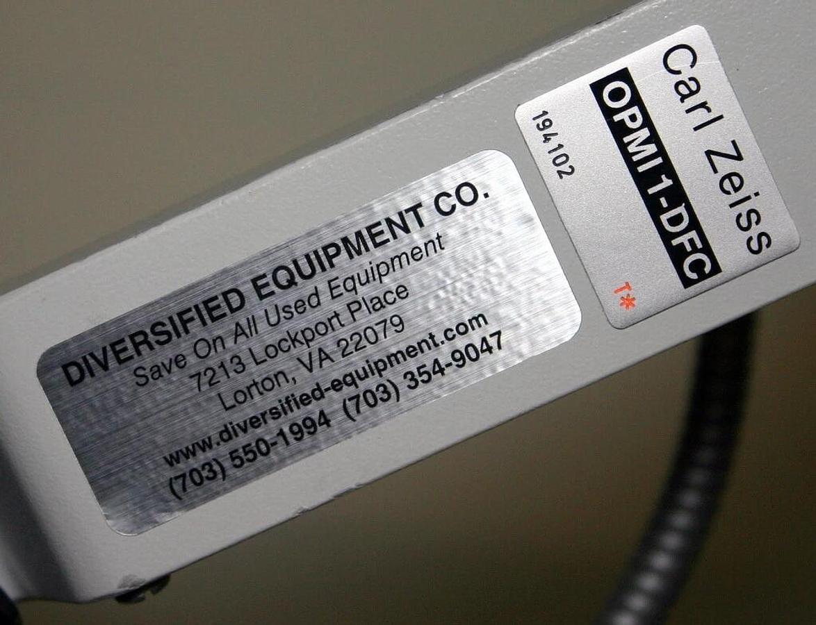 Used ZEISS F 170 OPERATING SURGICAL MICROSCOPE, MODEL OPMI 1-DFC, FIBER OPTIC LIGHT