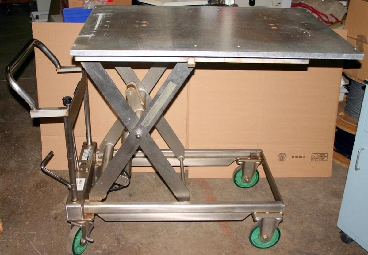 Used VESTIL STAINLESS STEEL HYDRAULIC SCISSOR LIFT CART, MODEL CART-1100-SS