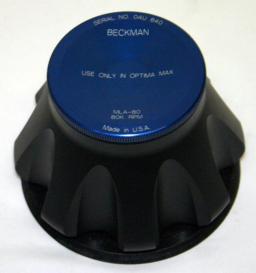 BECKMAN ULTRACENTRIFUGE FIXED ANGLE TITANIUM ROTOR, MODEL MLA-80, 8 x 8.0ML