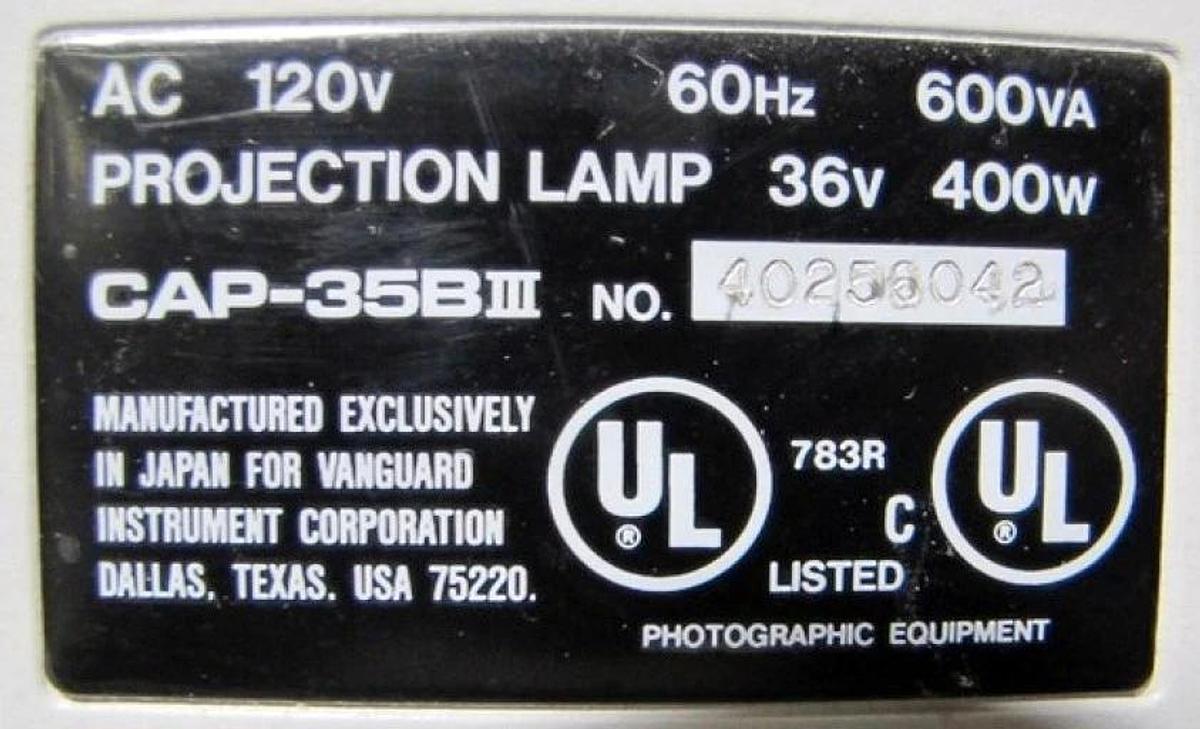 Used VANGUARD INSTRUMENT 35mm PROJECTION SYSTEM, MODEL CAP-35B III WITH REMOTE