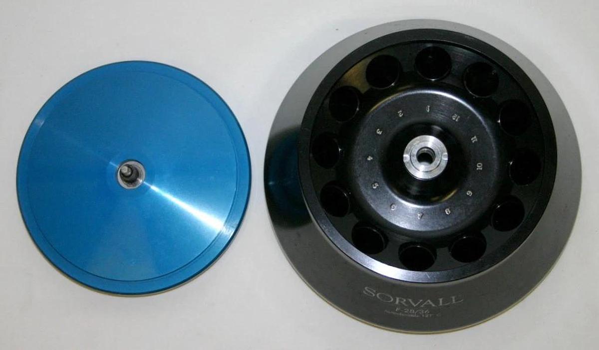 Used SORVALL SUPERSPEED FIXED ANGLE ROTOR, MODEL F-28/36, 12 X 36 ML