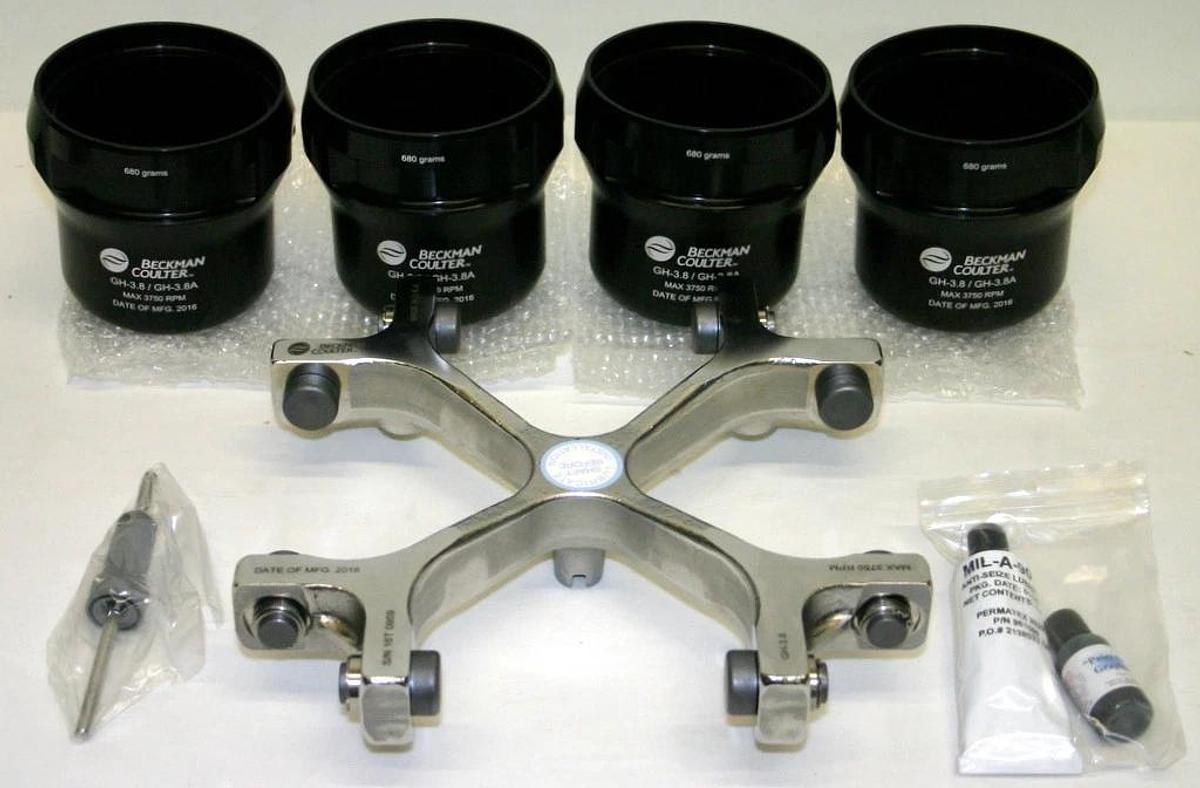 Used BRAND NEW 2016 BECKMAN COULTER SWINGING-BUCKET ROTOR, MODEL GH-3.8, 4 x 750 ML