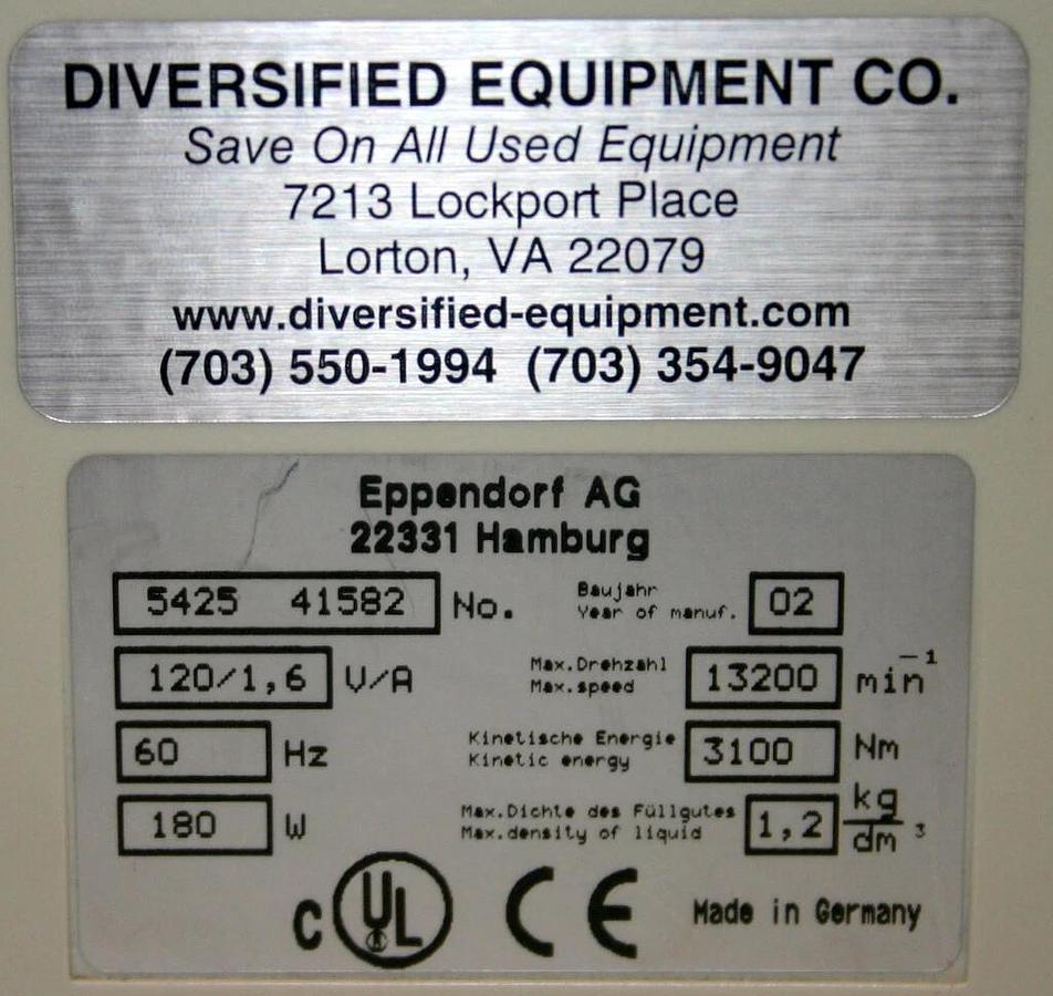Used EPPENDORF MICROCENTRIFUGE, CENTRIFUGE, MODEL 5415D, W/ F45-24-11 ROTOR AND LID