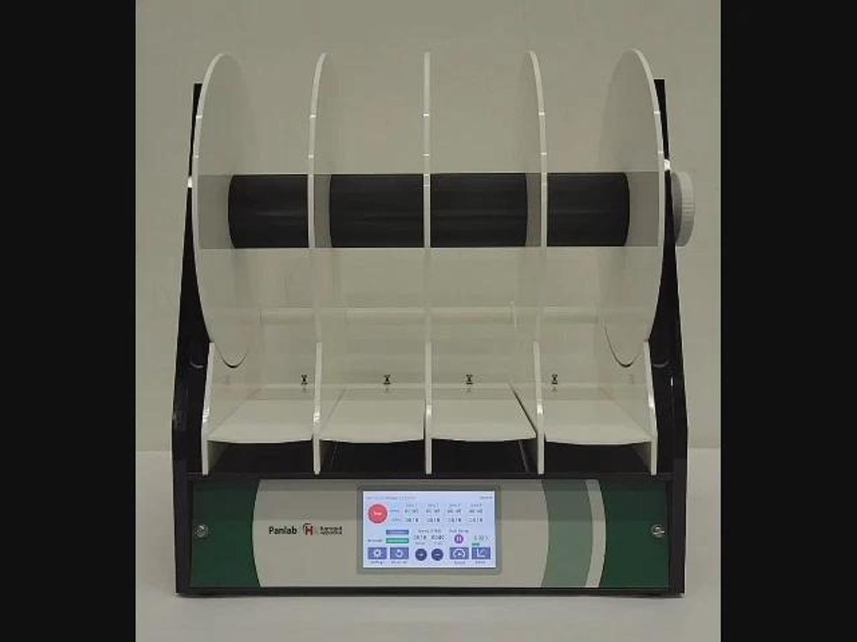 HARVARD APPARATUS PANLAB TOUCHSCREEN ROTAROD, MODEL LE8505, 4 LANES WITH HOOD