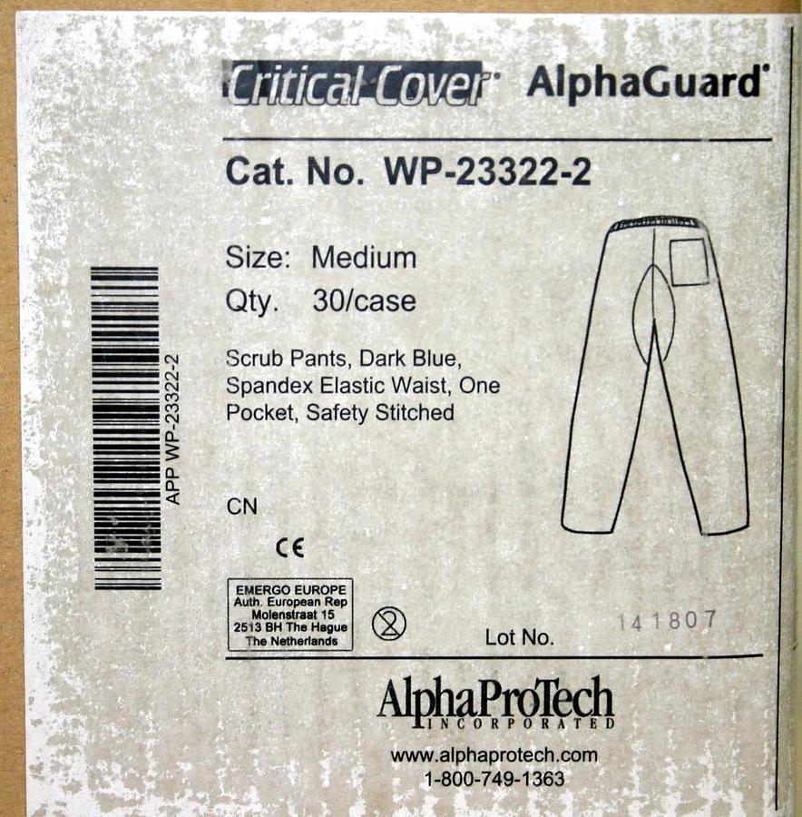ALPHA PRO TECH CRITICAL COVER SCRUB PANTS, DARK BLUE, MEDIUM, 30/CS, WP-23322-2