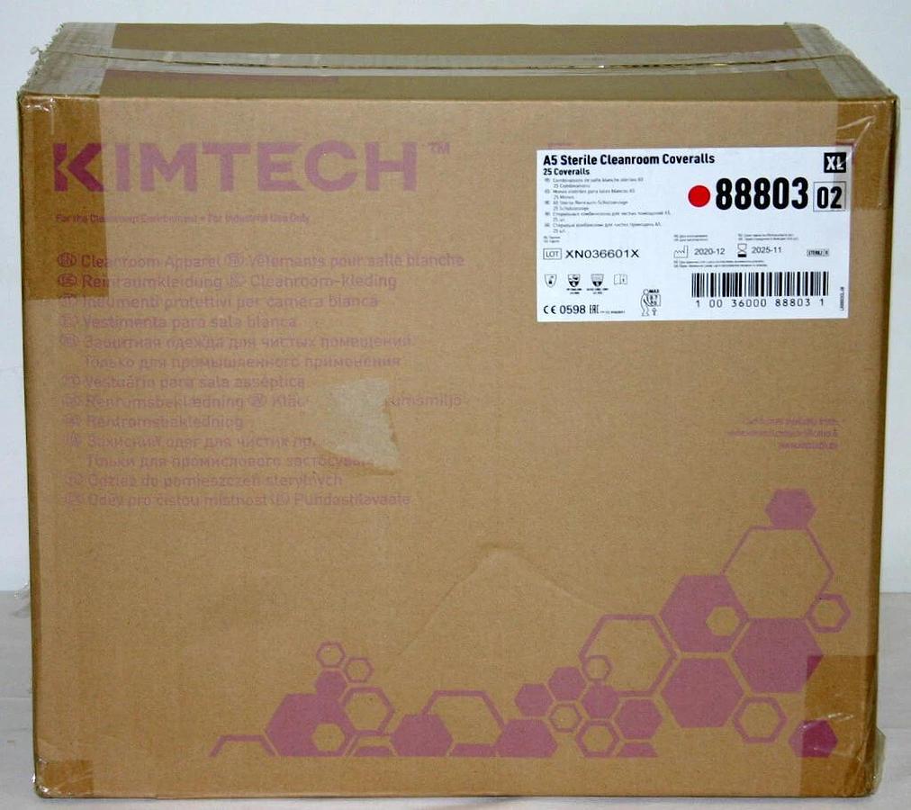 Used KIMBERLY-CLARK KIMTECH A5 STERILE CLEANROOM COVERALLS, L 88802, X-L 88803, PPE